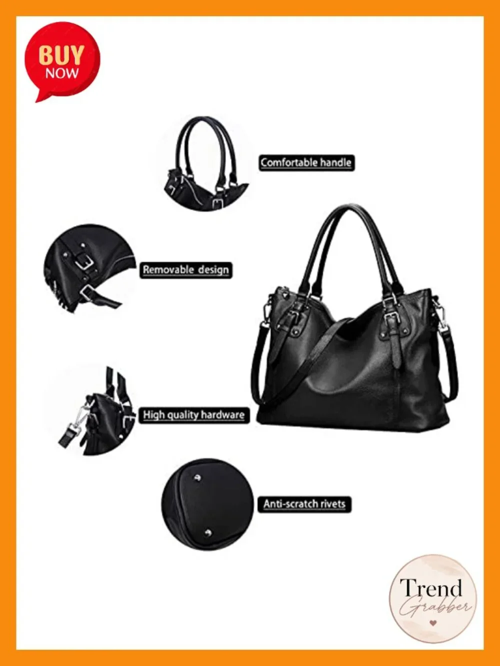 Genuine Leather Tote Hobo Bag Women Shoulder Crossbody Purse Top Handle